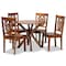 Baxton Studio Liese Modern and Contemporary Transitional Walnut Brown Finished Wood 5-Piece Dining Set 178-11383-10891-Zoro - alternate 1